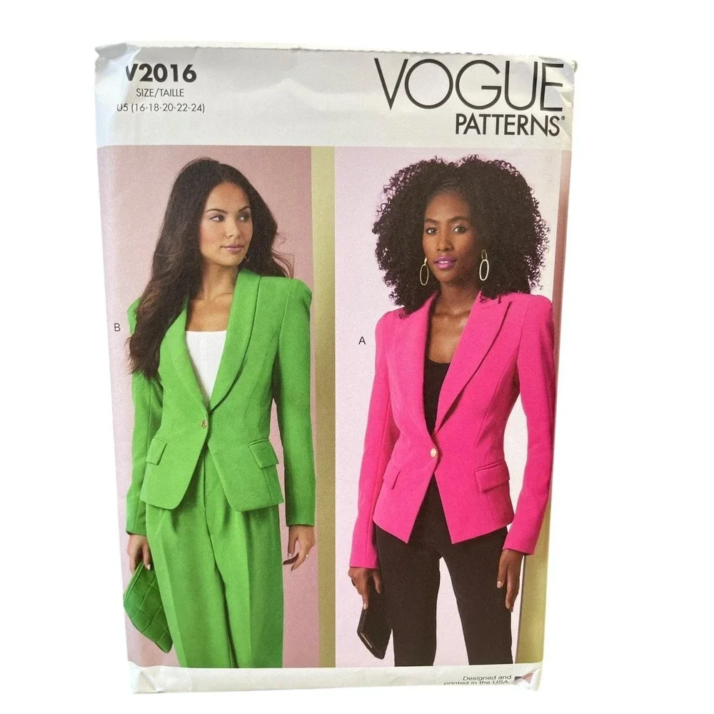 Vogue Patterns V2016 Misses' Jacket‎ Sewing Pattern Size 16-24 Modern